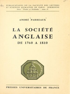 cover image of La société anglaise de 1760 à 1810